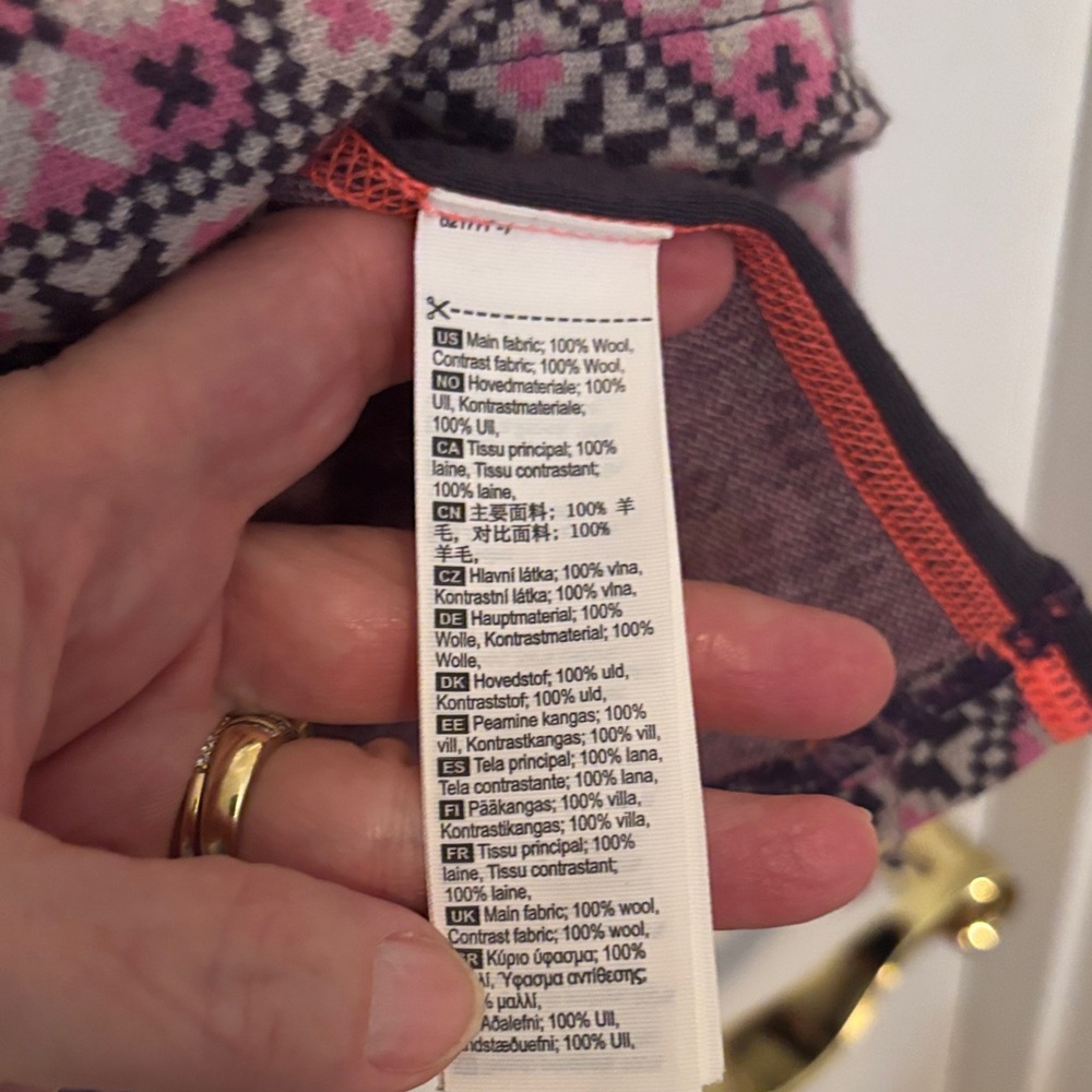 Kari Traa Pink and Black Wool Patterned Half-Zip Hoodie - Picture 3 of 10